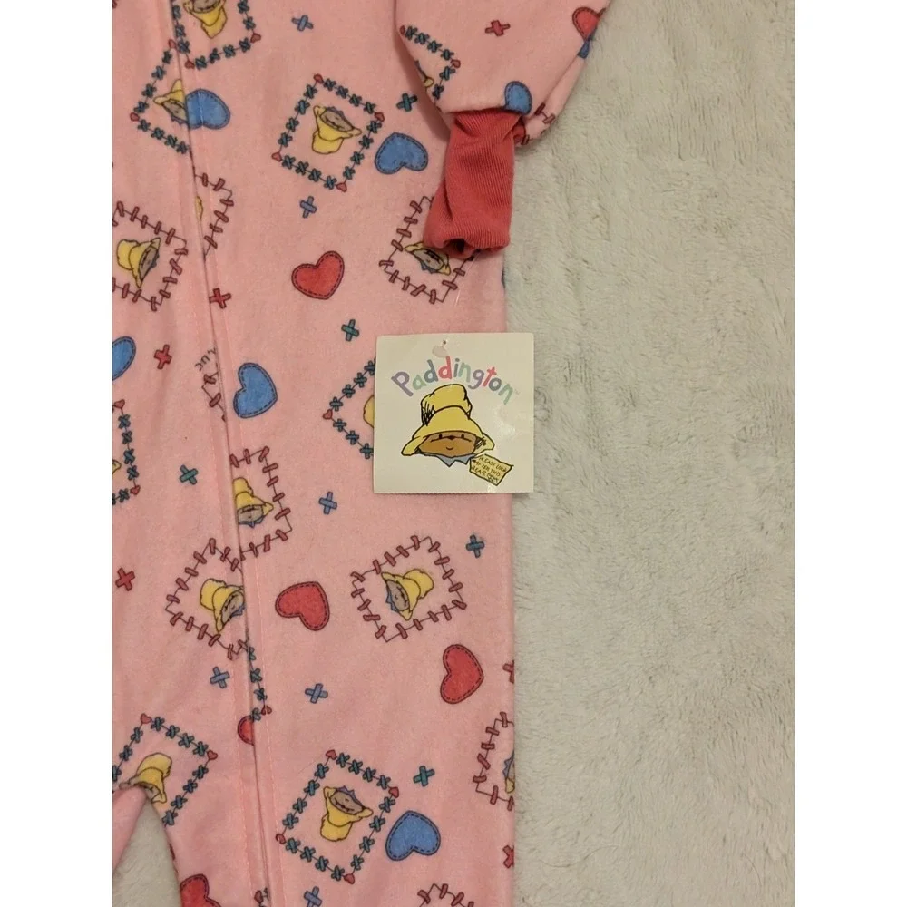Vtg NWT Kid Vantage Paddington Bear Pink Blanket Sleeper Footed‎ Pajamas 3T USA